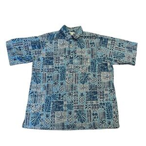 Go Barefoot Pullover Blue Hawaiian Shirt Men’s Sz XL